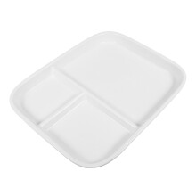 4Pcs 10 Inch Bone China Square Plate With Three Compartments