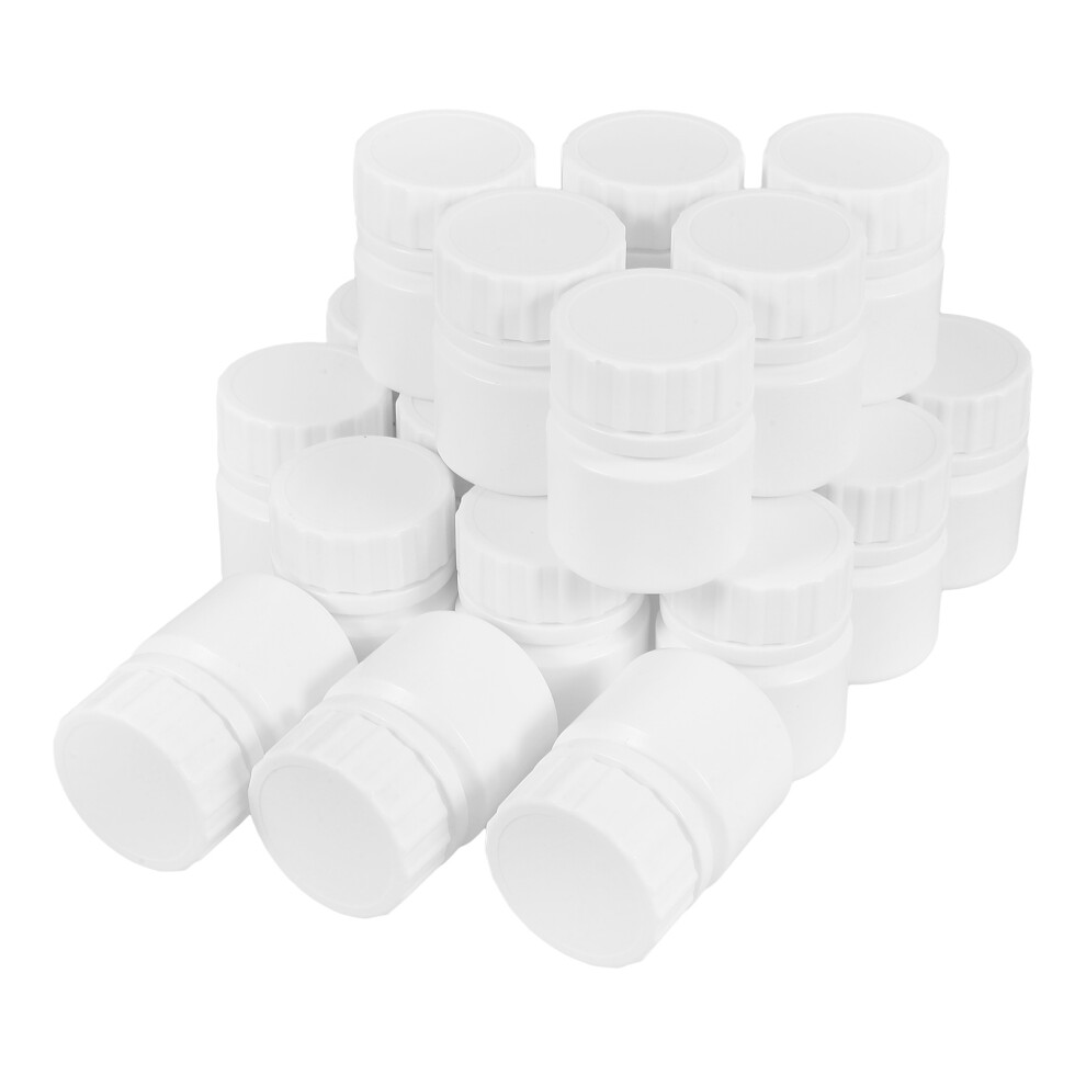 Happyyami White 20Pcs 30Ml Empty Plastic Medicine Bottle With Screw Cap For Pills