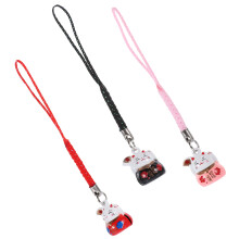 6 Pcs Fortune Cat Keychain Lovely Ceramic Phone Lanyard
