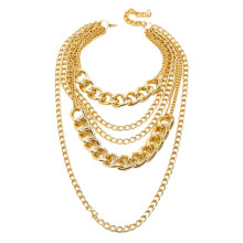 2Stk Mehrlagige Damenkette Gold Punk Style Schmuck