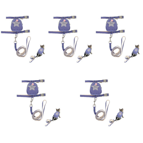 5pcs Adjustable Cat Harness Leash Set for Kitten Walking Outdoor 2