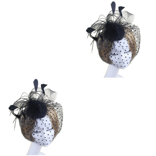 2pcs Retro Bird Cage Mesh Veil Fascinator Clip 2