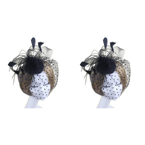 2pcs Retro Bird Cage Mesh Veil Fascinator Clip 1