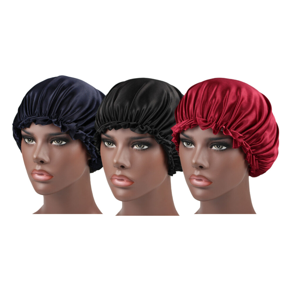 9 Pcs Lace Nightcap For Women Hair Protector (Red Black Navy)-image-OPC-PKY2WT6-NEW