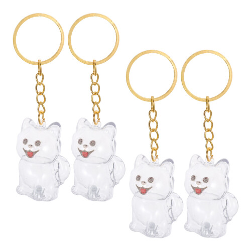 20 Pcs Transparent Pet Keepsake Box Keychain With Dog Model Pendant 2