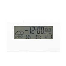 (2158L White with Light) LCD Digital Alarm Clock Thermometer Hygrometer White with Light