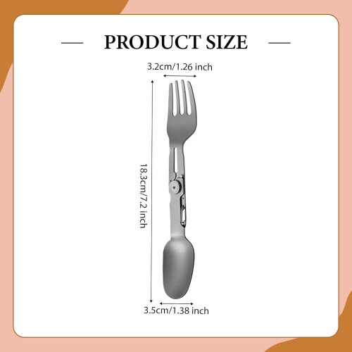 Titanium Rotating Spork 2 In 1 Folding Spoon And Fork Lightweight Camping Cutlery For BBQ Dinnerware 2