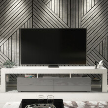 TV Unit 200cm - White & Grey Gloss Doors