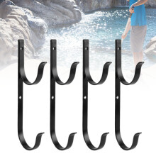 4 Sets Aluminium Pool Pole Hangers Hook for Poles, Brushes & Hoses, Black
