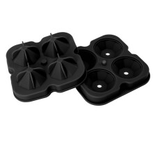 (Black) 4 Hole Diamond Ice Cube Mold Silicone Tray Black