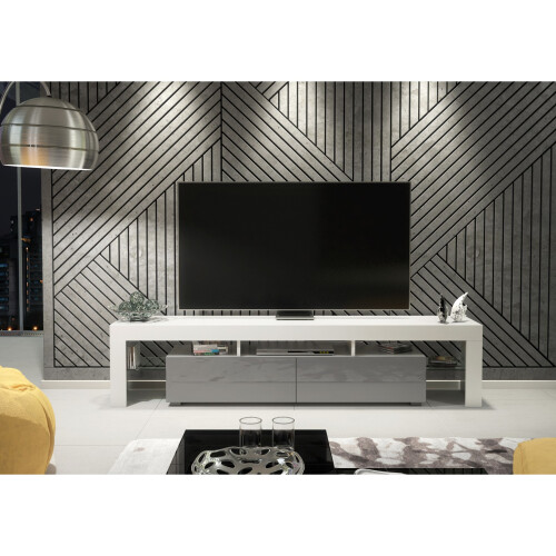 Creative Furniture TV Unit 200cm - White & Grey Gloss Doors 1