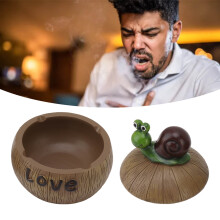 Cute Cartoon Snail Resin Ashtray with Lid for Home & Office, 10x10x4cm