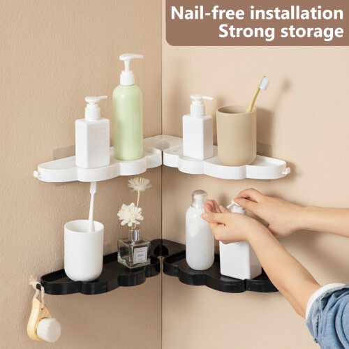 180 Degree Rotation Bathroom Corner Shelf Wall Mounted Storage Rack 2