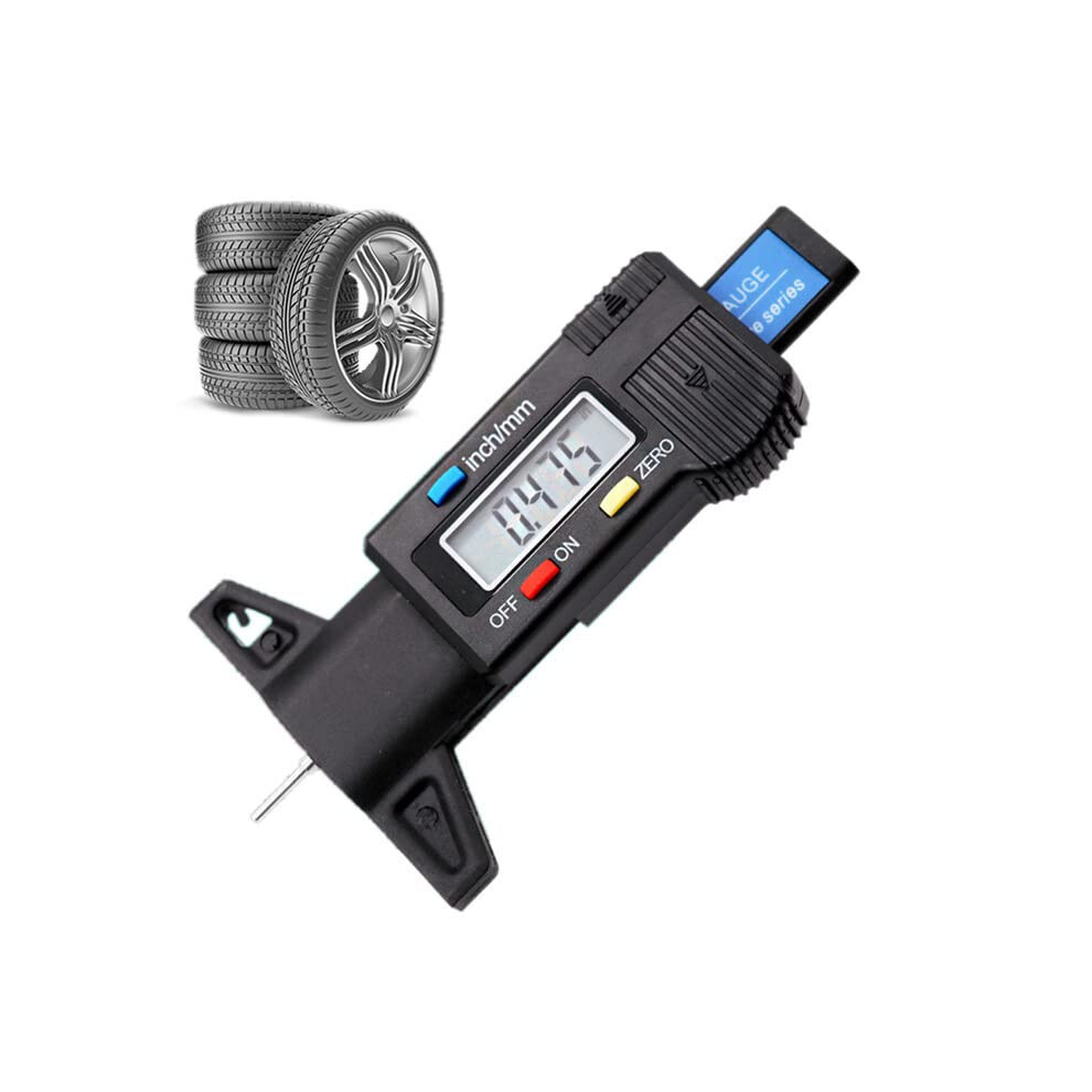 Tyre Tread Gauge Digital Tyre Depth Gauge 0-25.4Mm For Cars, Trucks, Motorcycles Black 9354506106812