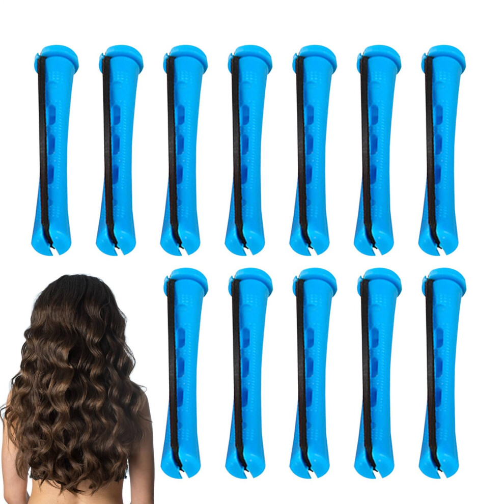 Blue Heatless Curlers 12 Curling Wands With Anti-Slip Rubber Bands 1 Count Pack Of 1 Heatless Styler Tool For Women Night Home Use And Travel