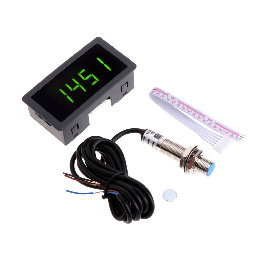 Speedometer 4 Digital Led Tachometer Speed Meter Proximity Sensor 12V 9999 Rpm For Lathe Mower Cnc High Precision 9354506106966