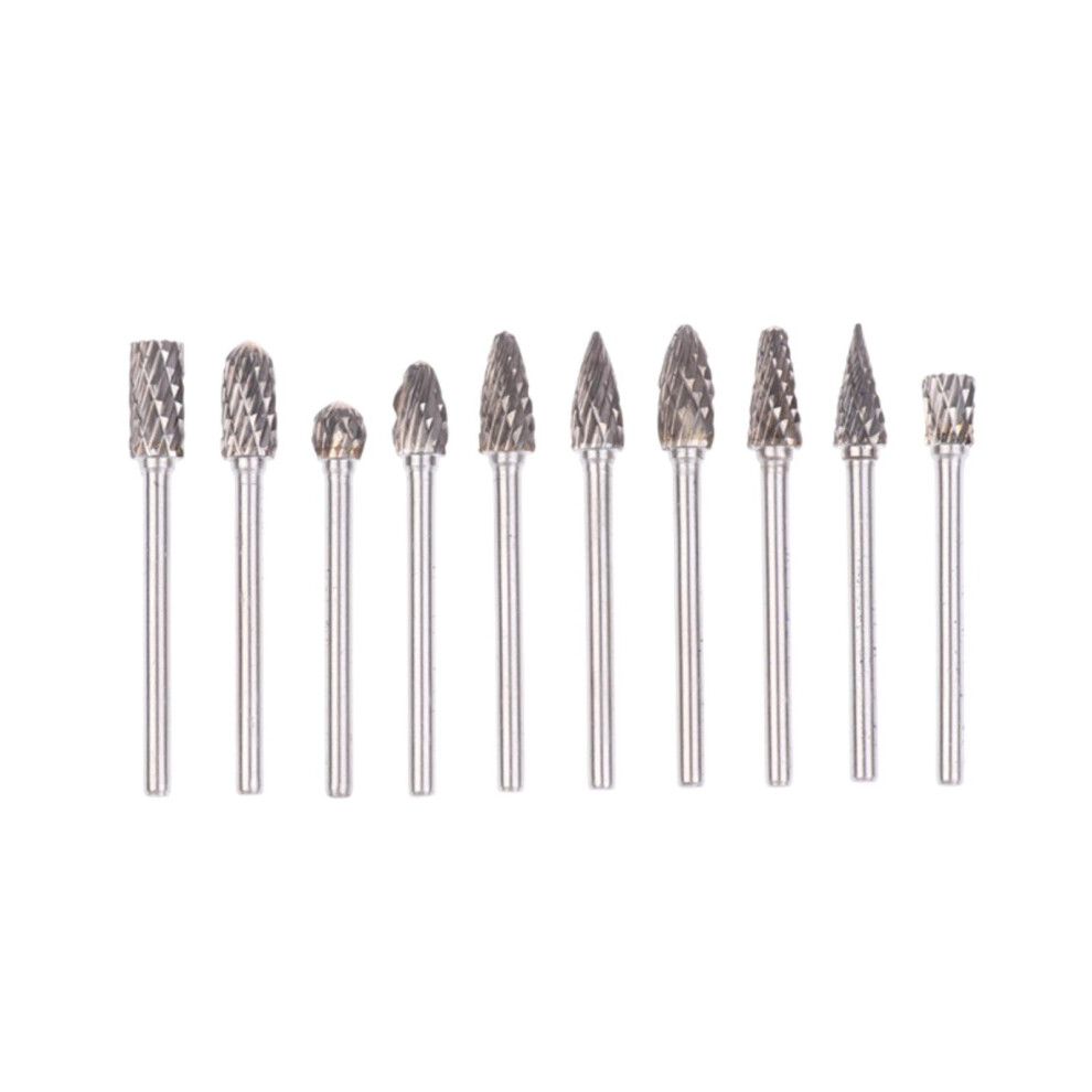 Tungsten Carbide Burr Kit 10Pcs Double Cut Rasp Bits For Woodworking Engraving On Rotary Tool 9393856194001