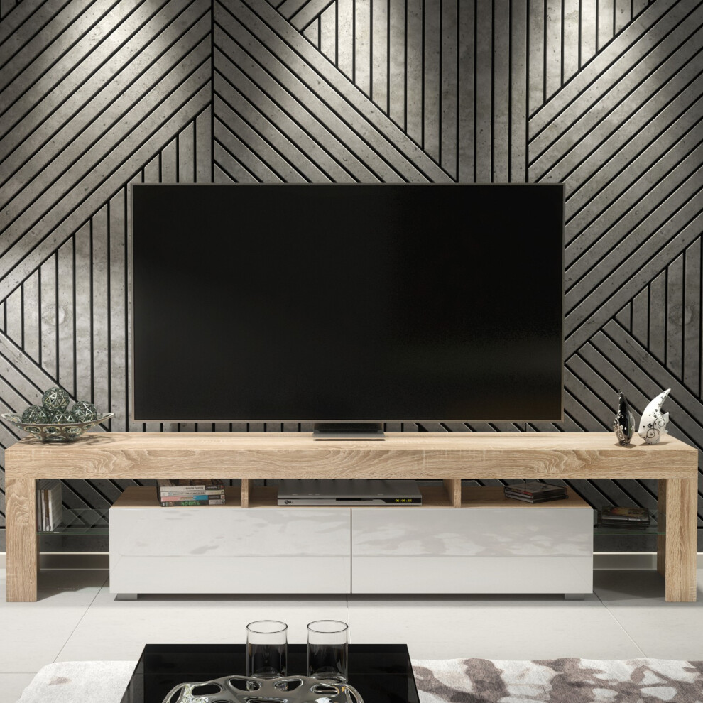 Creative Furniture Tv Unit 200Cm - Oak & White Gloss Doors