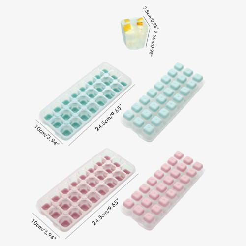 24 Grid Ice Cube Tray with Lid Silicone No Spill Maker 1