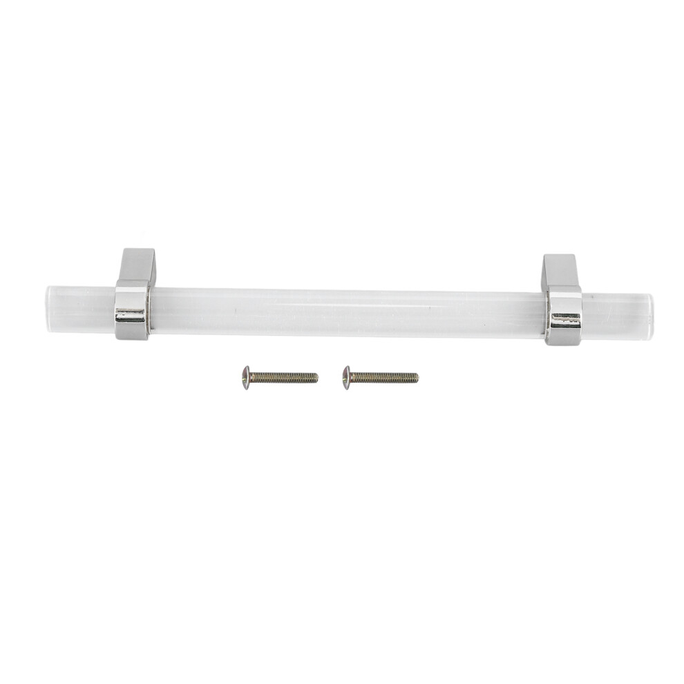 (Hole Spacing128 Silver) Crystal Acrylic Drawer Pull Handle Transparent Modern 96Mm Silver 685922830487
