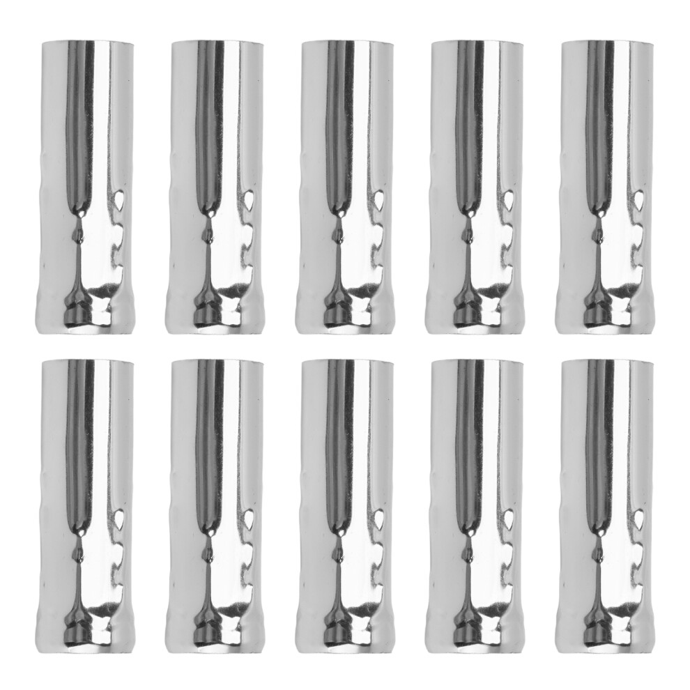(Chrome) 10Pcs E14 Metal Tube Candle Lamp Holder 25X80mm Chrome 685922830319