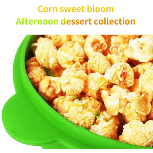 Popcorn Silicone Microwave Popcorn Maker Foldable Bucket With Lid Dark Blue Kitchen Tool 1