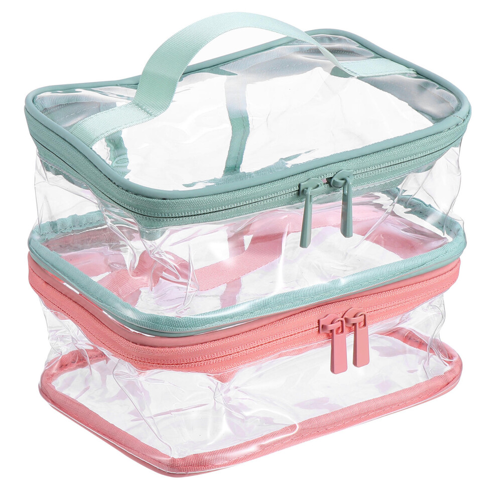 Solustre Light 2Pcs Transparent Waterproof Makeup Bag Multifunctional Washing Bags