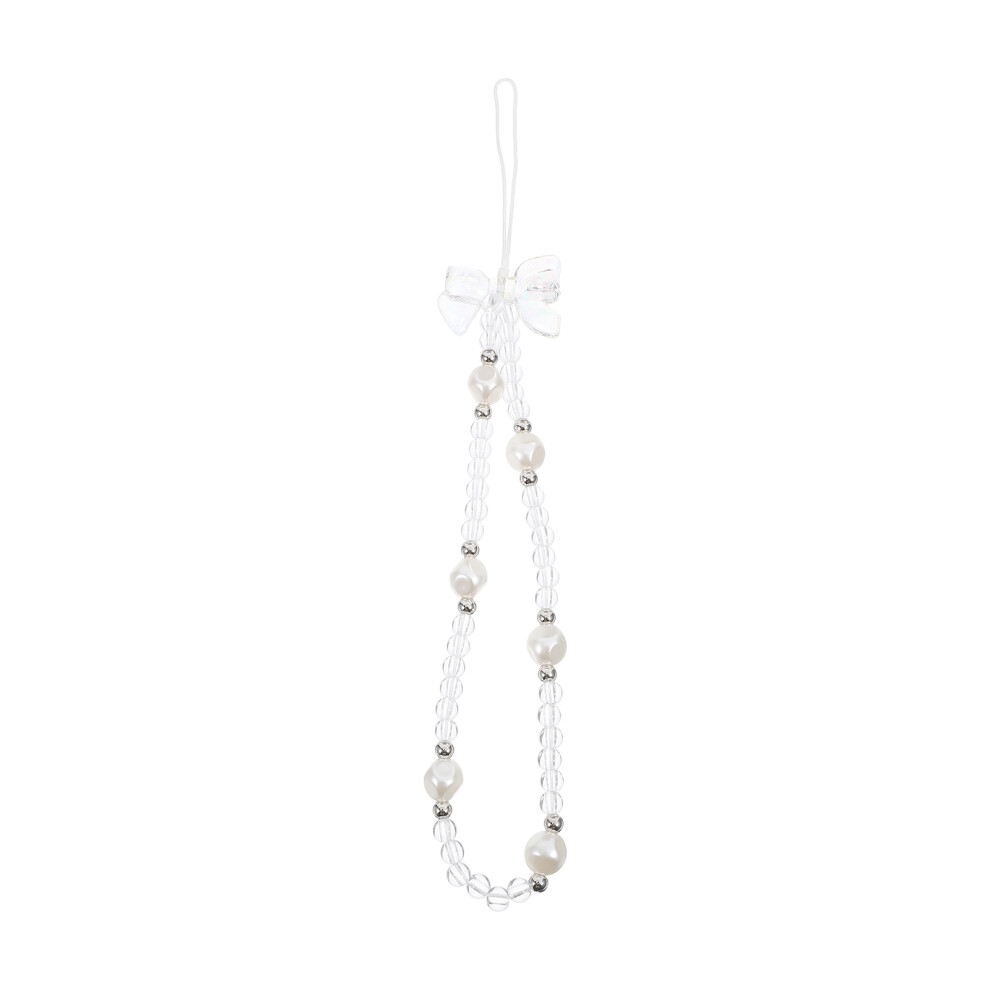 Phone Lanyard With Beaded Bowknot Decor And Wrist Rope 013714221913