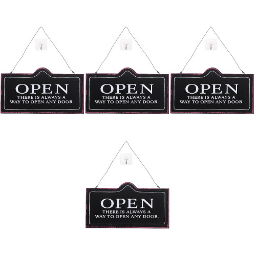 4Pcs Decorative Open Closed Sign Retro Wear-Resistant Store Accessory 2