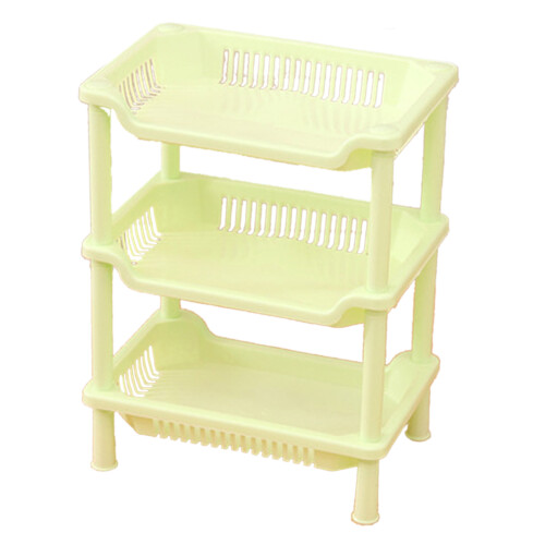 (Green Trigon) 3 Layer Bathroom Standing Shelf PP Stand Rack Storage Green