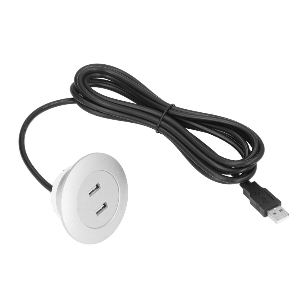(Silver) Sofa Usb Charging Socket Flush Mount Dual Ports Silver 685922832689