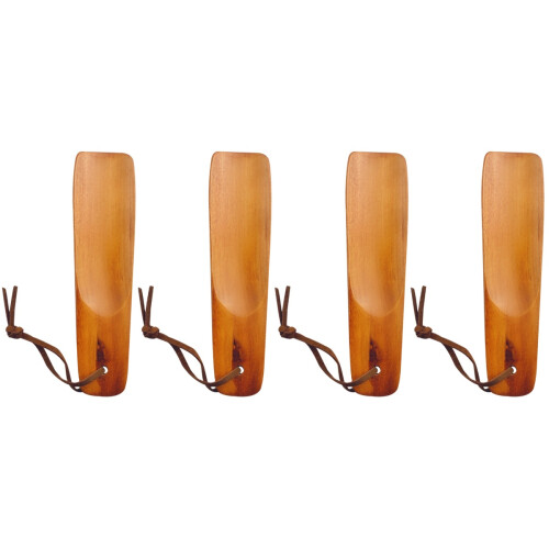 4 Pcs Smooth Wooden Shoehorns Shoe Lifting Tools 1