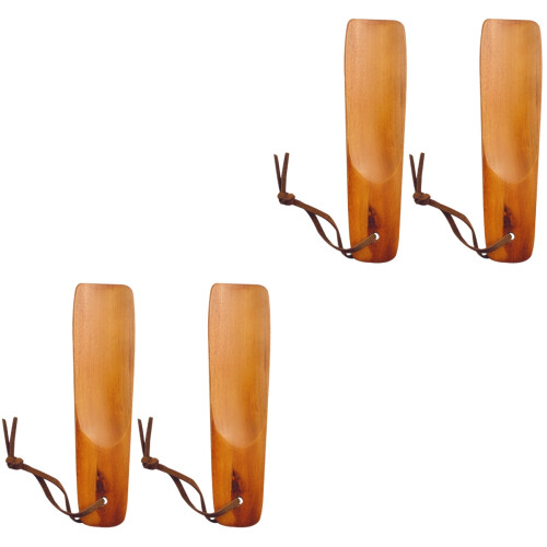 4 Pcs Smooth Wooden Shoehorns Shoe Lifting Tools 2
