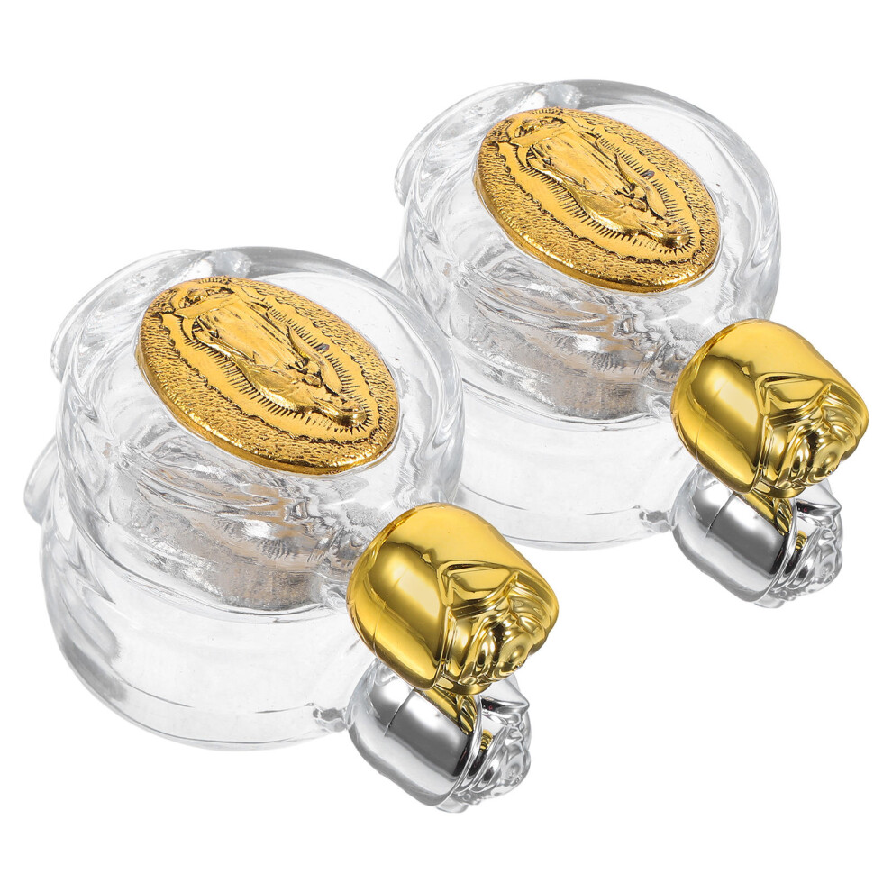 Inoomp 12 Pcs Glass Holy Water Bottles Embossed Catholic Baptism Favors