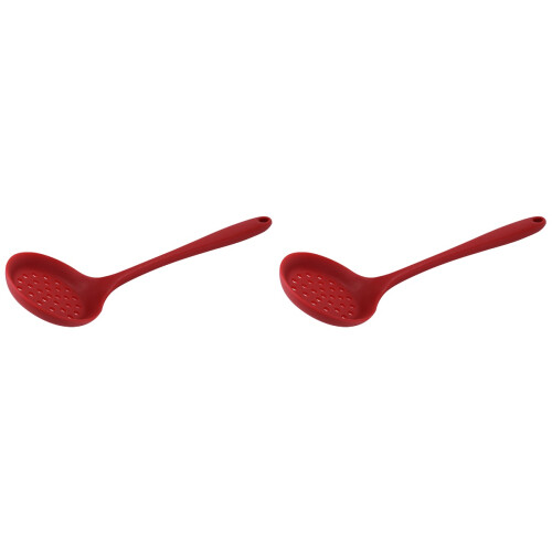 2Pcs Food Grade Silicone Colander Spoon Large Capacity Red 1