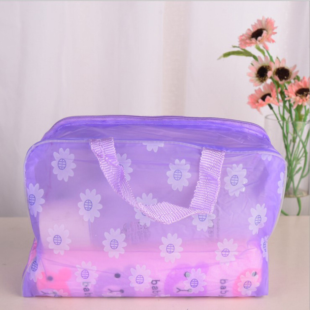 (Pink) Waterproof Cosmetic Bag PVC Transparent Purple-image-OPC-PKY5D72-NEW
