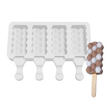 Silicone Ice Cream Mold 4 Cell DIY Frozen Dessert Popsicle Maker