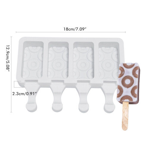 Silicone Ice Cream Mold 4 Cell DIY Popsicle Maker 1
