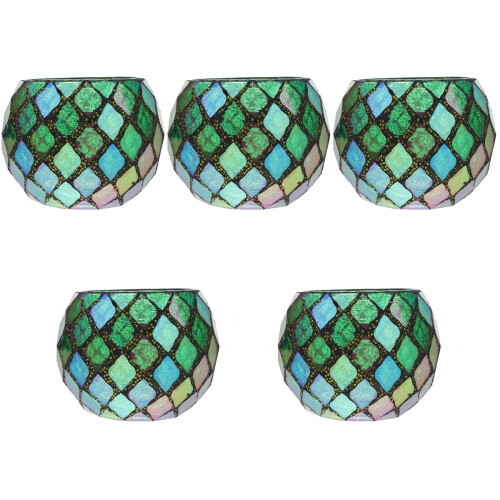 5Pcs Candle Tea Light Holder Mosaic Glass Home Decor 2