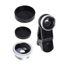 3Pcs 3 In 1 Phone Camera Lens Kit Wide Angle Macro 180 Fisheye Silver