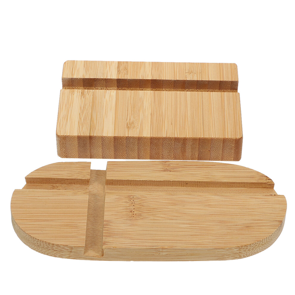 2Pcs Universal Bamboo Phone Stand For Desktop And Tablet 013714257646