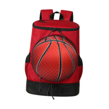 Basketball Backpack With Separate Ball Holder Red/Black Size M Kids Casual Sports Gym Bag For Outdoor Fitness