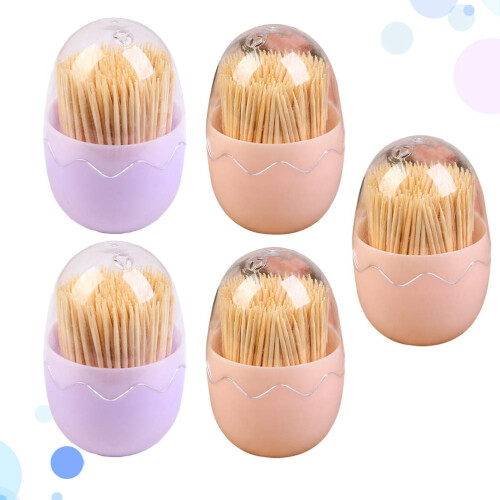 5Pcs Assorted Color Egg Shape Toothpick Box Holder for Storage 1