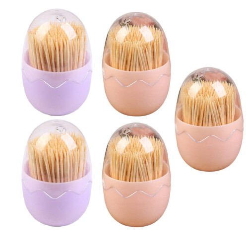 5Pcs Assorted Color Egg Shape Toothpick Box Holder for Storage