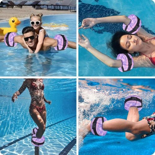 Water Ankle Weights With Float Ring Adjustable Pool Exercise Weights For Ankles And Arms Purple Beginners & Pros Adults 2