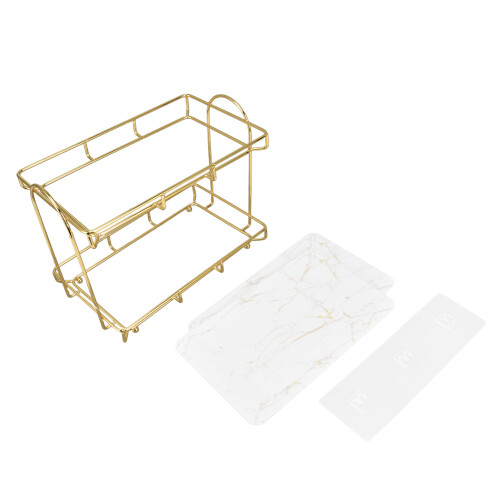 Large Capacity 2-Tier Gold Bathroom Countertop Rack