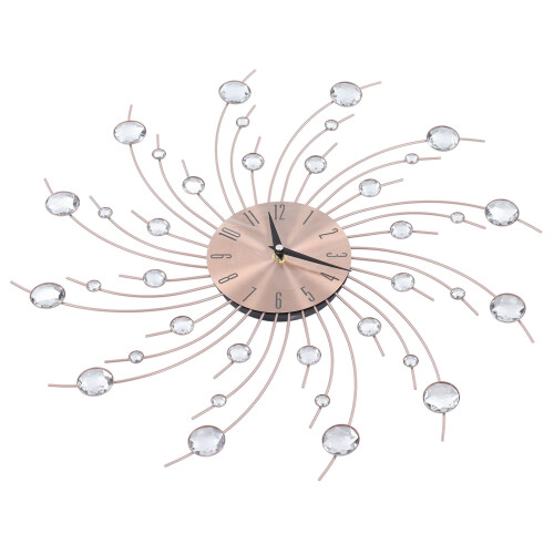 Wrought Iron Wall Clock Rose Gold Diamond Design 2