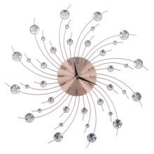 Wrought Iron Wall Clock Rose Gold Diamond Design