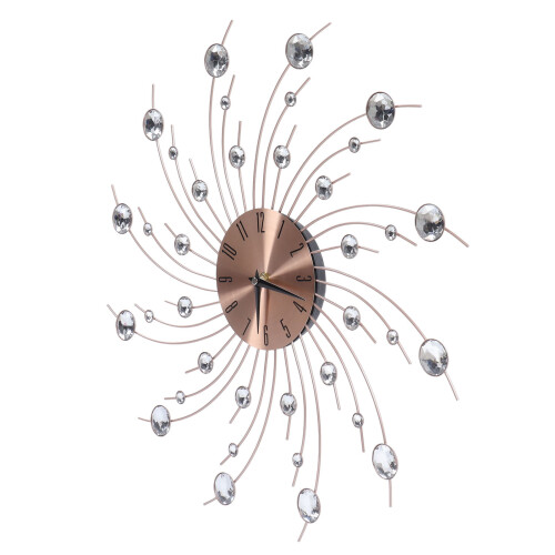 Wrought Iron Wall Clock Rose Gold Diamond Design 1