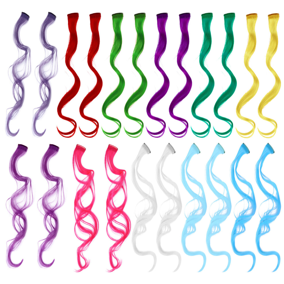 Solustre 44 Pcs Curly Wavy Clip In Hair Extensions Long Mixed Color Hairpieces